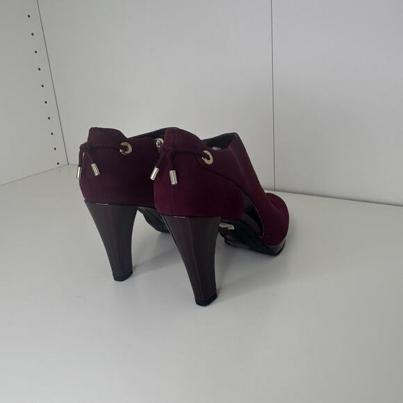 Liz Claiborne Women’s Burgundy Suede Ankle Booties – Size 5M, Block Heel Zip - Picture 6 of 11